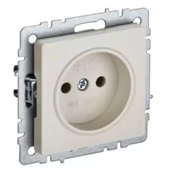 Розетка IEK Brite, без заземления, без защитных шторок, 10 А, бежевый
