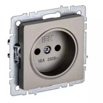 Розетка IEK Brite, без заземления, без защитных шторок, 10 А, шампань