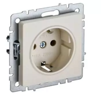 Розетка IEK Brite, с заземлением, без защитных шторок, 16 А, бежевый