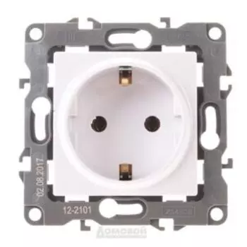 Розетка ЭРА 12 одинарная, с заземлением, без шторок, белая