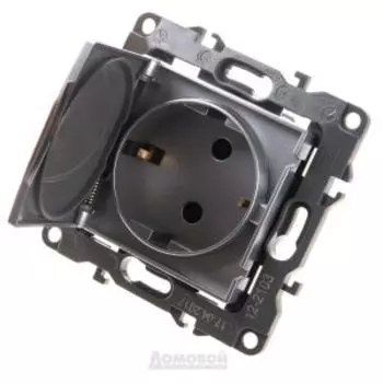 Розетка ЭРА 12 одинарная, с заземлением, со шторками, IP44, алюминий