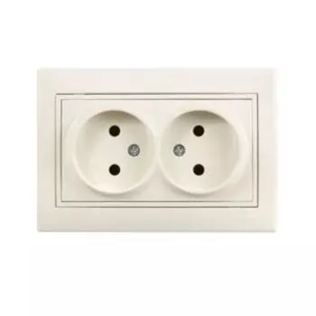 Розетка LEZARD MIRA двойная, без заземления, бежевая