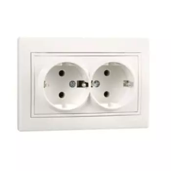 Розетка LEZARD MIRA двойная, с заземлением, белая