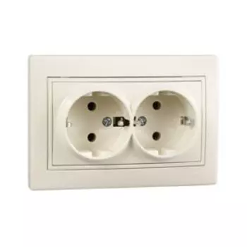 Розетка LEZARD MIRA двойная, с заземлением, бежевая