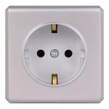 Розетка одинарная Vesta Electric Mega Silver, с заземлением
