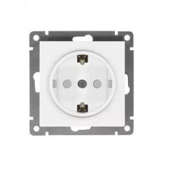 Розетка Universal Афина, с заземлением, со шторками, белая