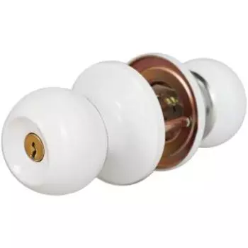 Ручка-защелка Arsenal 607 BL ET с ключом, шар, белая