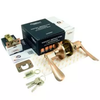 Ручка-защелка фалевая, ключ-фиксатор, медь