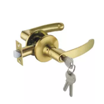 Ручкa-защелка фалевая с замком, матовая латунь