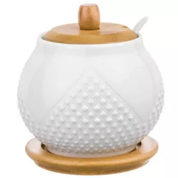 Сахарница на подставке Ромбики, 620 мл, фарфор/ дерево