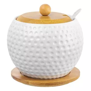 Сахарница с крышкой Сфера, 620 мл, фарфор/ дерево