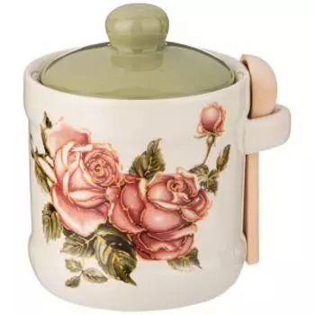 сахарница с ложкой AGNESS Корейская роза, 300 мл, керамика