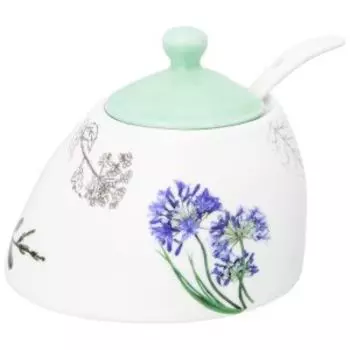 Сахарница с ложкой Ботанический атлас, 9.5 см, фарфор