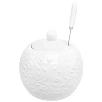 Сахарница Веточки-цветочки с ложкой, 11х12 см, фарфор