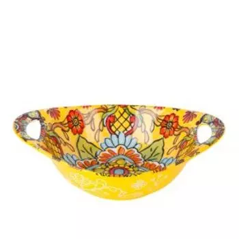 Салатник овальный Nouvelle Home Arabesque, 22.5х15х6.5 см, фарфор, желтый