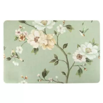 Салфетка сервировочная Nouvelle Home Floristry, 43х28 см, белые цветы на зеленом, полипропилен