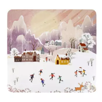 Салфетка сервировочная Nouvelle Home Новый год, 30х28 см, зимние забавы, полипропилен