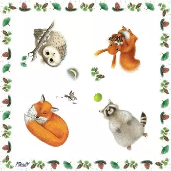 Салфетки бумажные 3-х слойные Наглая Рыжая Морда, 33 х 33см, 20шт