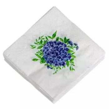 Салфетки бумажные Art Bouguet Голубая гортензия, 2-сл, 20 см, 30 шт