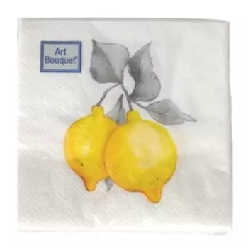 Салфетки бумажные Art Bouguet Лимончики, 2-сл, 20х20 см, 30 шт