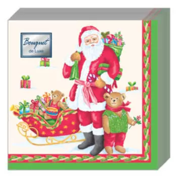 салфетки бумажные Дед Мороз с подарками 3-сл 24см, 25шт