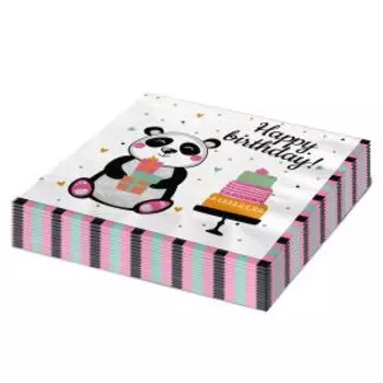 Салфетки бумажные Friendly Birthday Панда, 16 шт, 2 слоя, 16.5 см