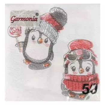 Салфетки бумажные Гармония цвета Пингвины, 1 слой, 50 листов