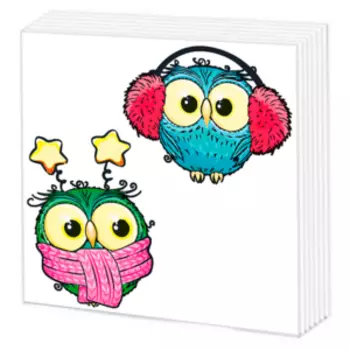 салфетки бумажные ГАРМОНИЯ ЦВЕТА НОВОГОДНИЕ СОВЫ, 24х24 см, 1сл., 50шт.