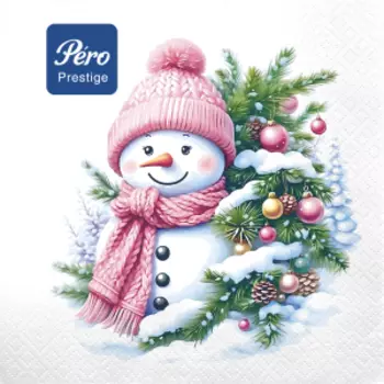 салфетки бумажные PERO PRESTIGE МИЛЫЙ СНЕГОВИК, 33х33см, 3сл, 20шт