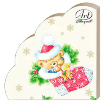 Салфетки бумажные Плюшевый мишка, 3-сл, 32 см, 12 шт