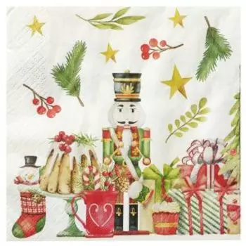 Салфетки бумажные Подарки ретро, 3-сл, 33 см, 12 шт