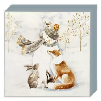 Салфетки бумажные Снеговик и его друзья, 3-сл, 24 см, 25 шт