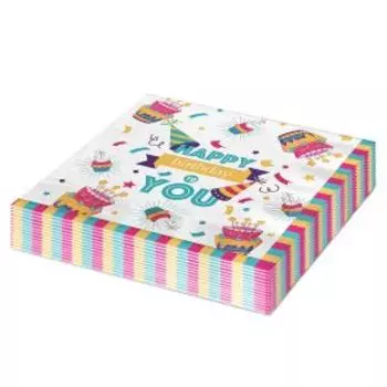 Салфетки бумажные Веселая вечеринка, 16 шт, 2 слоя, 16.5 см