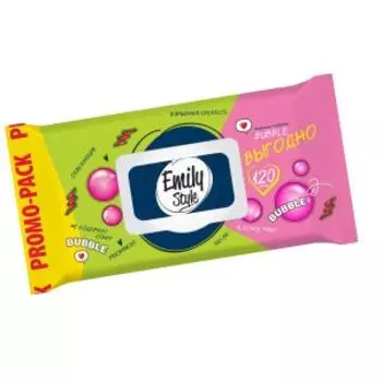 Салфетки влажные Emily Style Bubble, 120 шт, с клапаном