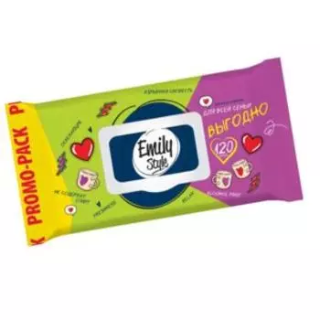 Салфетки влажные Emily Style Для всей семьи, 120 шт, с клапаном