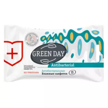 Салфетки влажные Green Day, антибактериальные, 15 шт