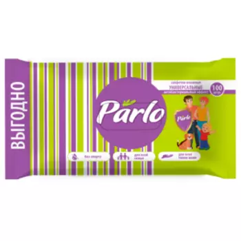 салфетки влажные PARLO универсальные для всей семьи, 100шт, антибактериальные