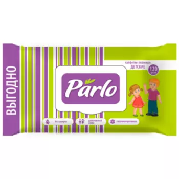 салфетки влажные PARLO универсальные для всей семьи с крышкой, 120шт