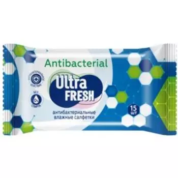 Салфетки влажные Ultra Fresh Antibacterial, 15 шт