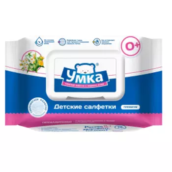 Салфетки влажные Умка Премиум, рифлёная ткань, с клапаном, 72 шт