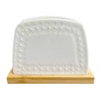 салфетница на подставке Снежная королева керамика/бамбук