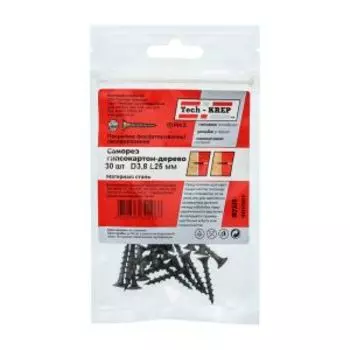 Саморез гипсокартон-дерево Tech Krep, 3,8х25 мм, 30 шт