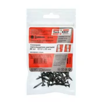 Саморез гипсокартон-металл Tech Krep, 3,5х25 мм, 40 шт