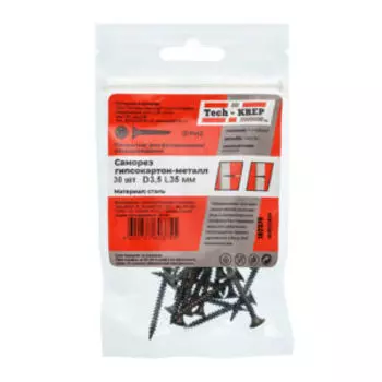 Саморез гипсокартон-металл Tech Krep, 3,5х35 мм, 30 шт