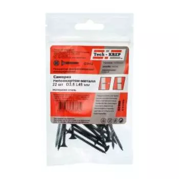 Саморез гипсокартон-металл Tech Krep, 3,5х45 мм, 22 шт