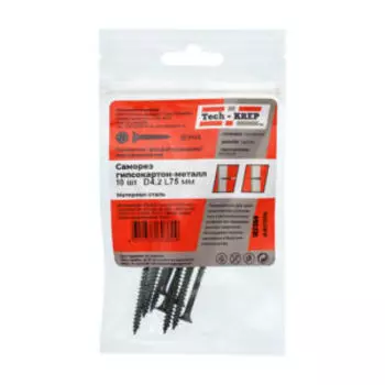 Саморез гипсокартон-металл Tech Krep, 4,2х75 мм, 10 шт