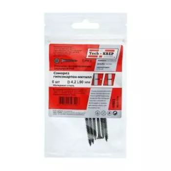 Саморез гипсокартон-металл TECH-KREP, 4,2х90мм, 6шт