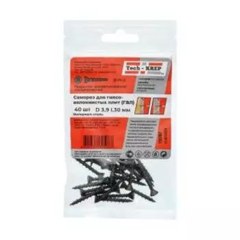 Саморез гипсоволокно TECH-KREP, 3,9х30мм, 40шт