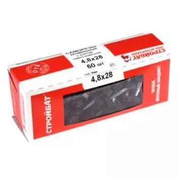 Саморез кровельный СТРОЙБАТ, 4,8х28мм, 60шт, с буром
