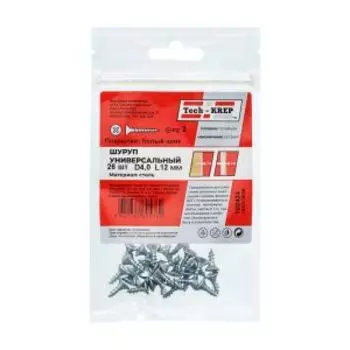 Саморез универсальный оцинкованный TECH-KREP, 4х12мм, потайная головка, 26шт